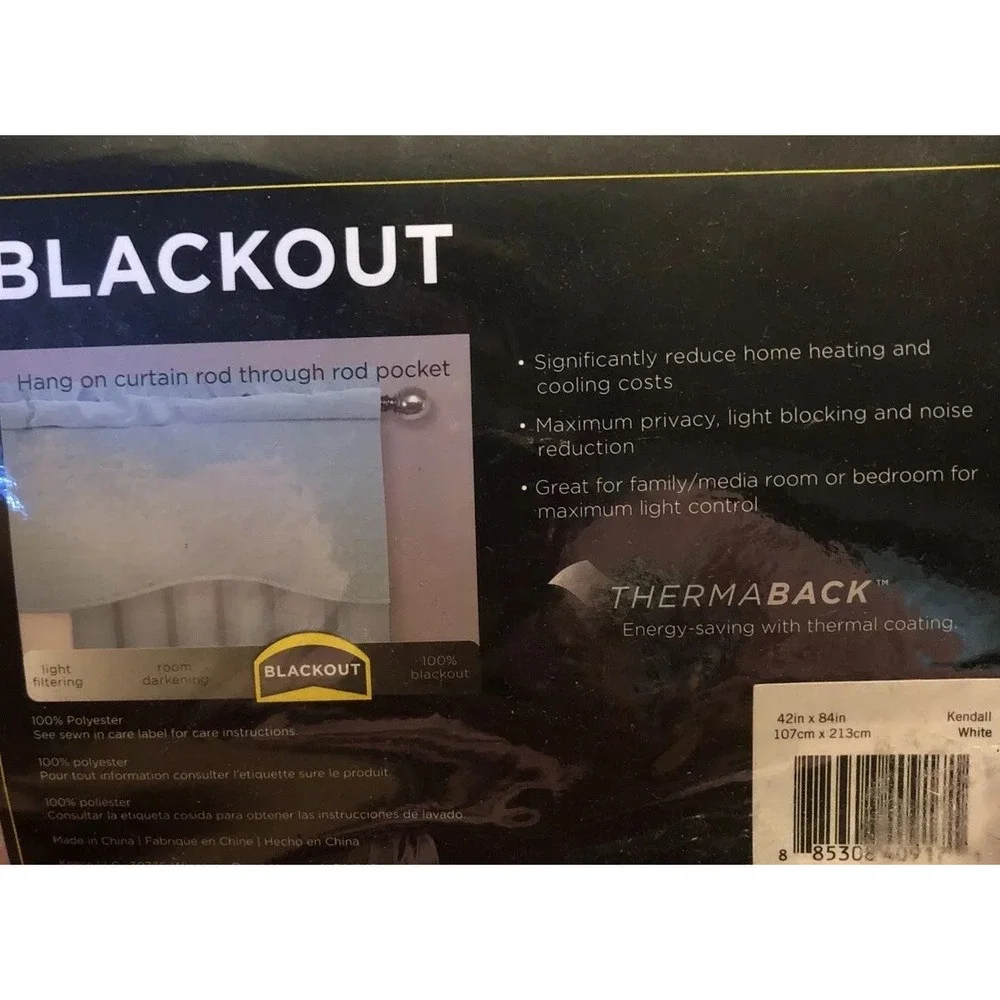 New Eclipse Thermaliner Blackout White Curtain One Panel‎ 42